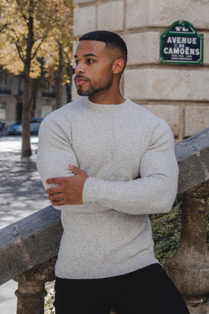 Soft Cable Crew Neck in Pale Grey Marl - TAILORED ATHLETE - ROW