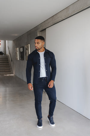 Textured Jersey Joggers in Navy - TAILORED ATHLETE - ROW