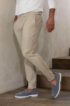 Smart Chino Side Adjuster Trousers in Stone