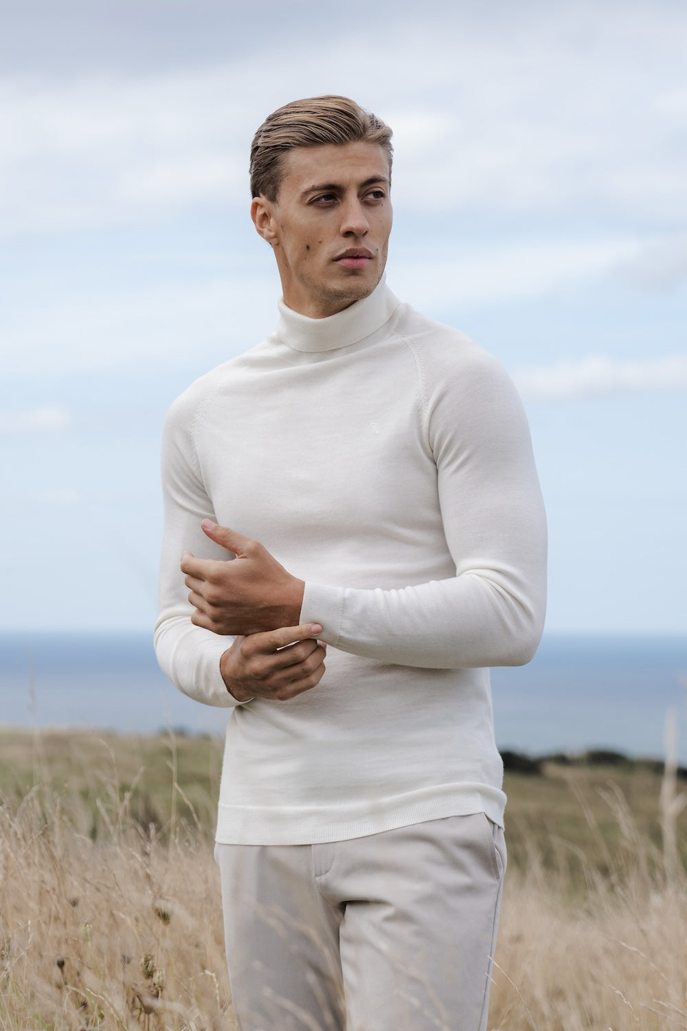 Merino Wool Roll Neck in Chalk - TAILORED ATHLETE - ROW