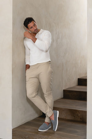 Smart Chino Side Adjuster Trousers in Stone