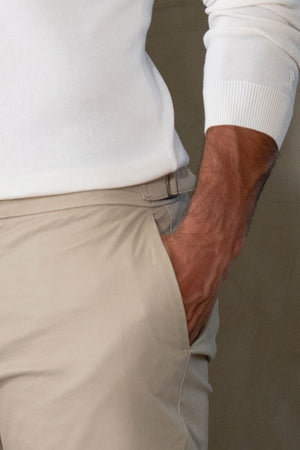 Smart Chino Side Adjuster Trousers in Stone