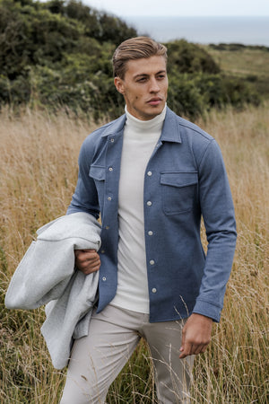 Twill Twin Pocket Overshirt in Slate Blue - TAILORED ATHLETE - ROW