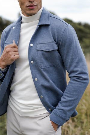 Twill Twin Pocket Overshirt in Slate Blue - TAILORED ATHLETE - ROW