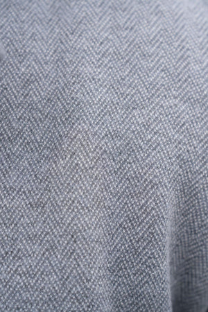 Double Breasted Herringbone Peacoat in Soft Grey