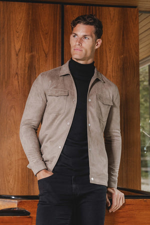 Suede Look Shacket in Mink - TAILORED ATHLETE - ROW