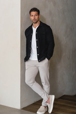 Twill Jersey Shacket in Black