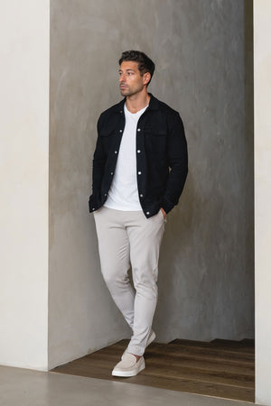 Twill Jersey Shacket in Black