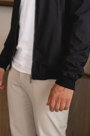 Twill Jersey Shacket in Black
