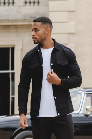 Jersey Shacket in Black - TAILORED ATHLETE - ROW