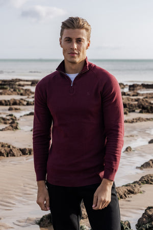 Half Zip Neck in Burgundy - TAILORED ATHLETE - ROW