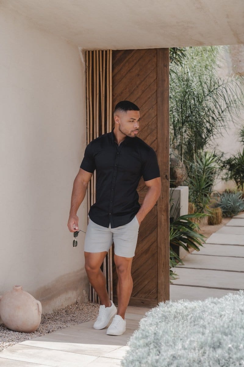 Muscle Fit Chino Shorts in Pale Grey - TAILORED ATHLETE - ROW