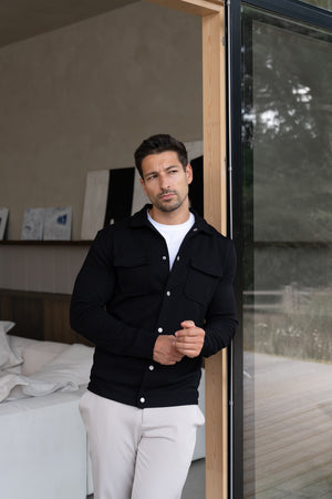 Twill Jersey Shacket in Black