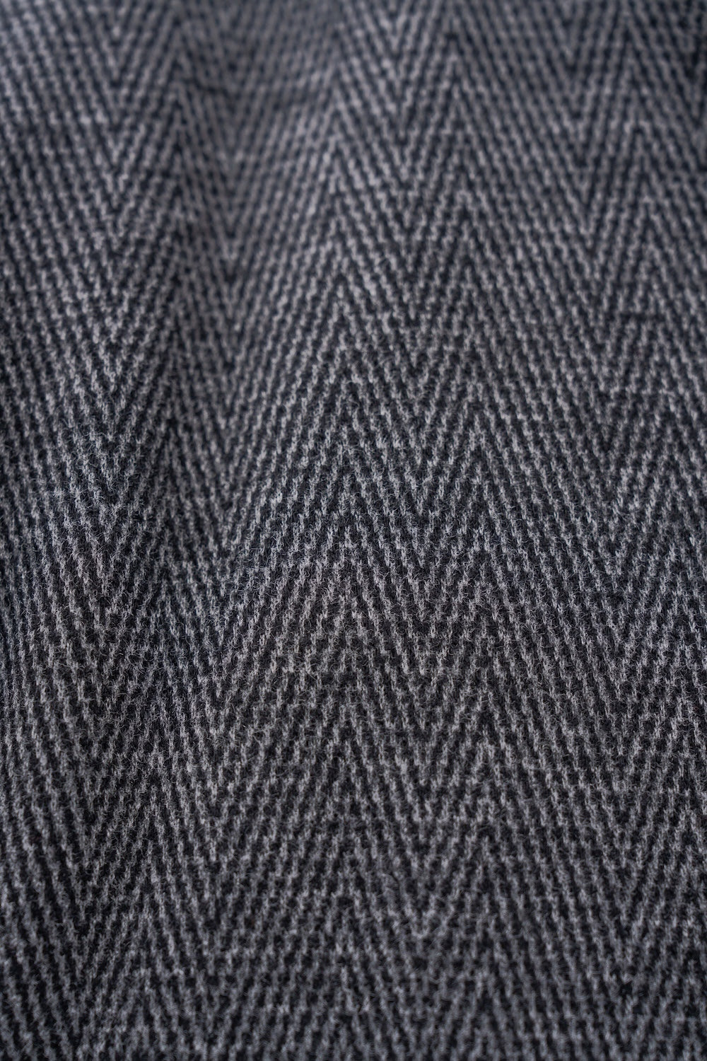 Herringbone Funnel Neck Overcoat in Charcoal