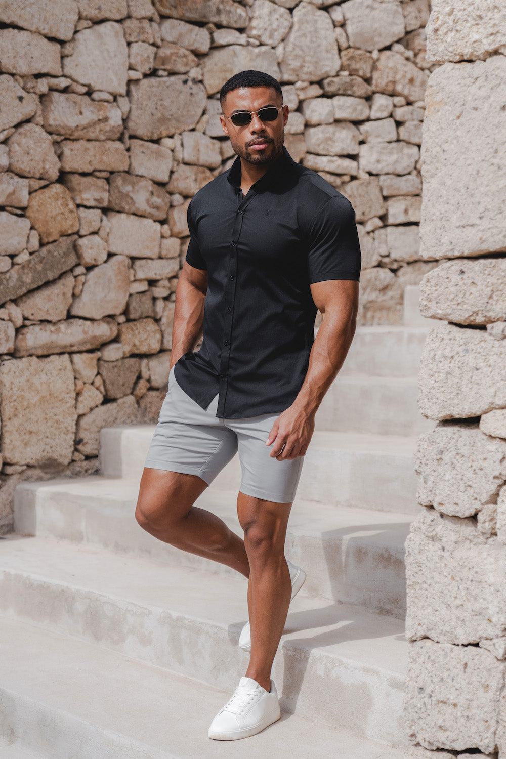 Muscle Fit Chino Shorts in Pale Grey - TAILORED ATHLETE - ROW