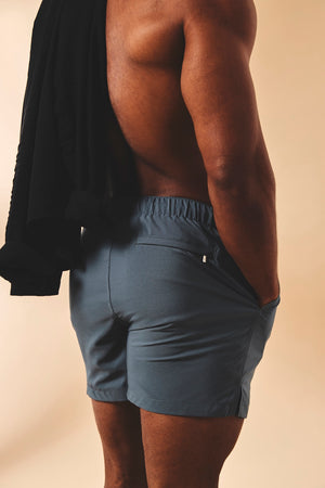 Quick Dry Plain Swim Shorts in Graphite