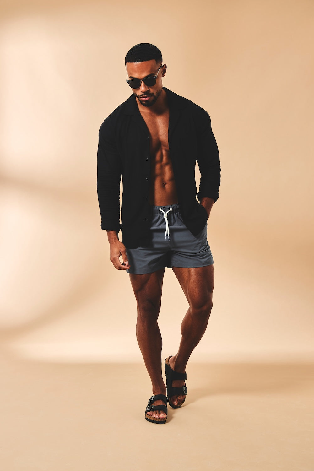 Quick Dry Plain Swim Shorts in Graphite