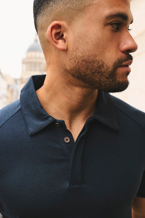 Luxe Smart Polo Shirt in Ink Blue