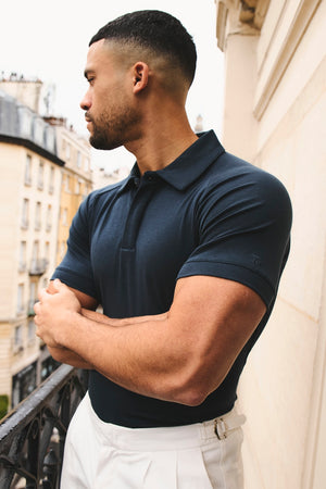 Luxe Smart Polo Shirt in Ink Blue
