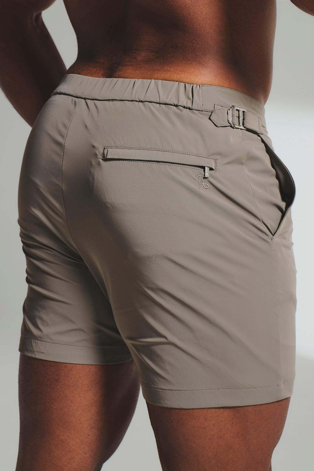 Quick Dry Hybrid Side Adjuster Swim Short in Mushroom