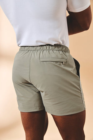 Quick Dry Piped Swim Shorts in Sage