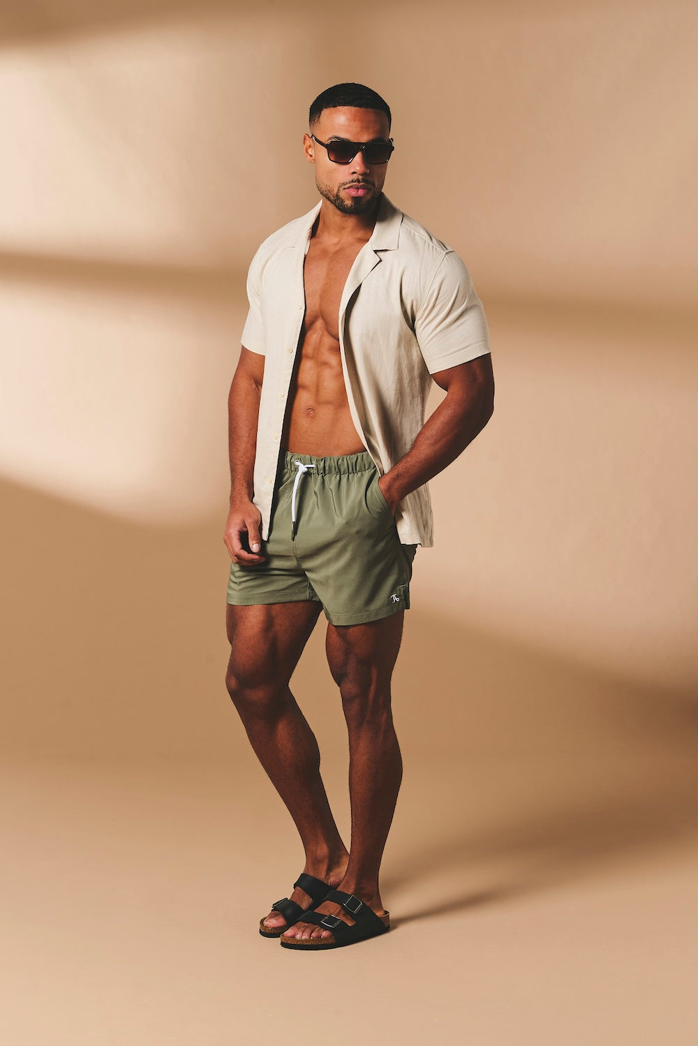 Quick Dry Plain Swim Short in Khaki