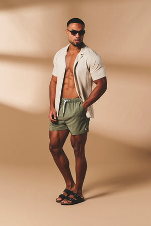 Quick Dry Plain Swim Short in Khaki