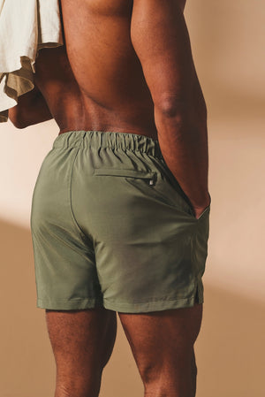 Quick Dry Plain Swim Short in Khaki