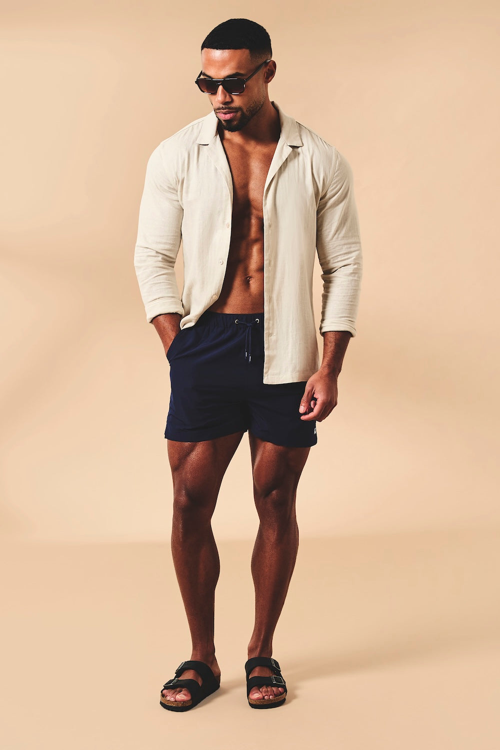 Quick Dry Plain Swim Shorts in Navy