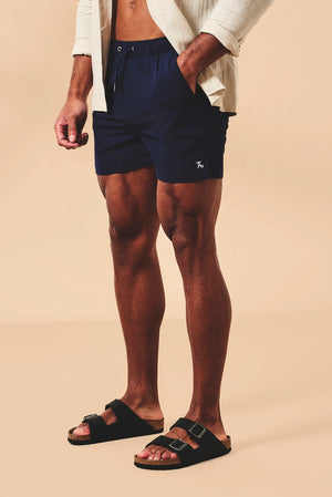 Quick Dry Plain Swim Shorts in Navy