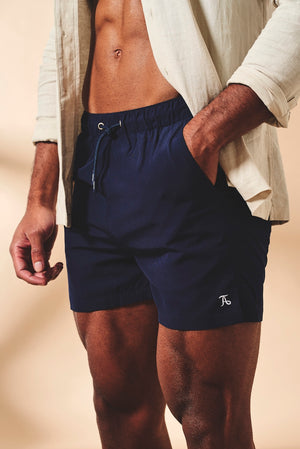 Quick Dry Plain Swim Shorts in Navy