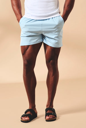 Quick Dry Plain Swim Shorts in Soft Blue