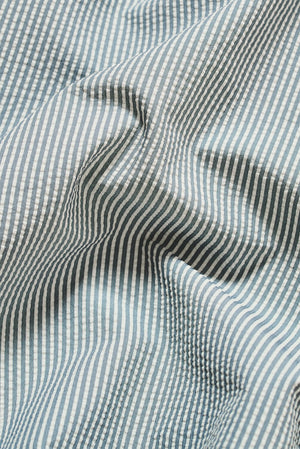 Quick Dry Seersucker Stripe Swim Short in Blue and White