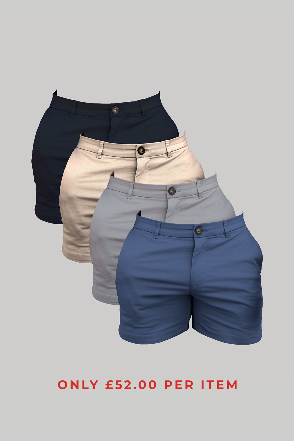 Muscle Fit Chino Shorts - Shorter Length 4-Pack - TAILORED ATHLETE - ROW