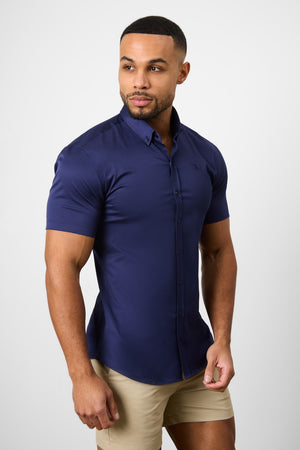 Muscle Fit Short Sleeve Signature Shirt in French Navy - TAILORED ATHLETE - ROW