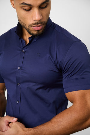 Muscle Fit Short Sleeve Signature Shirt in French Navy - TAILORED ATHLETE - ROW