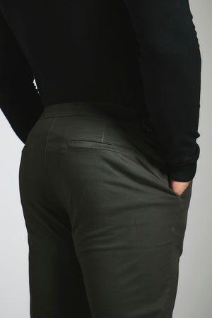 Smart Chino Side Adjuster Trousers in Dark Khaki