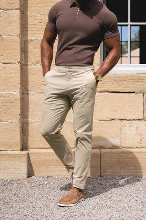 Smart Chino Side Adjuster Trousers in Stone