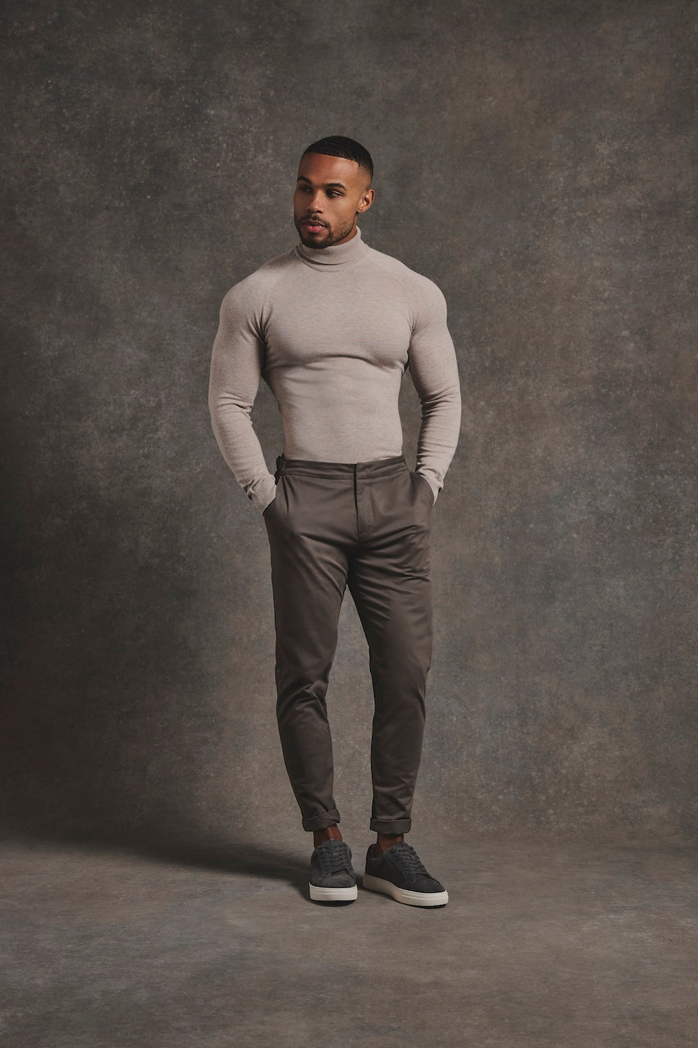 Smart Chino Side Adjuster Trousers in Mocha