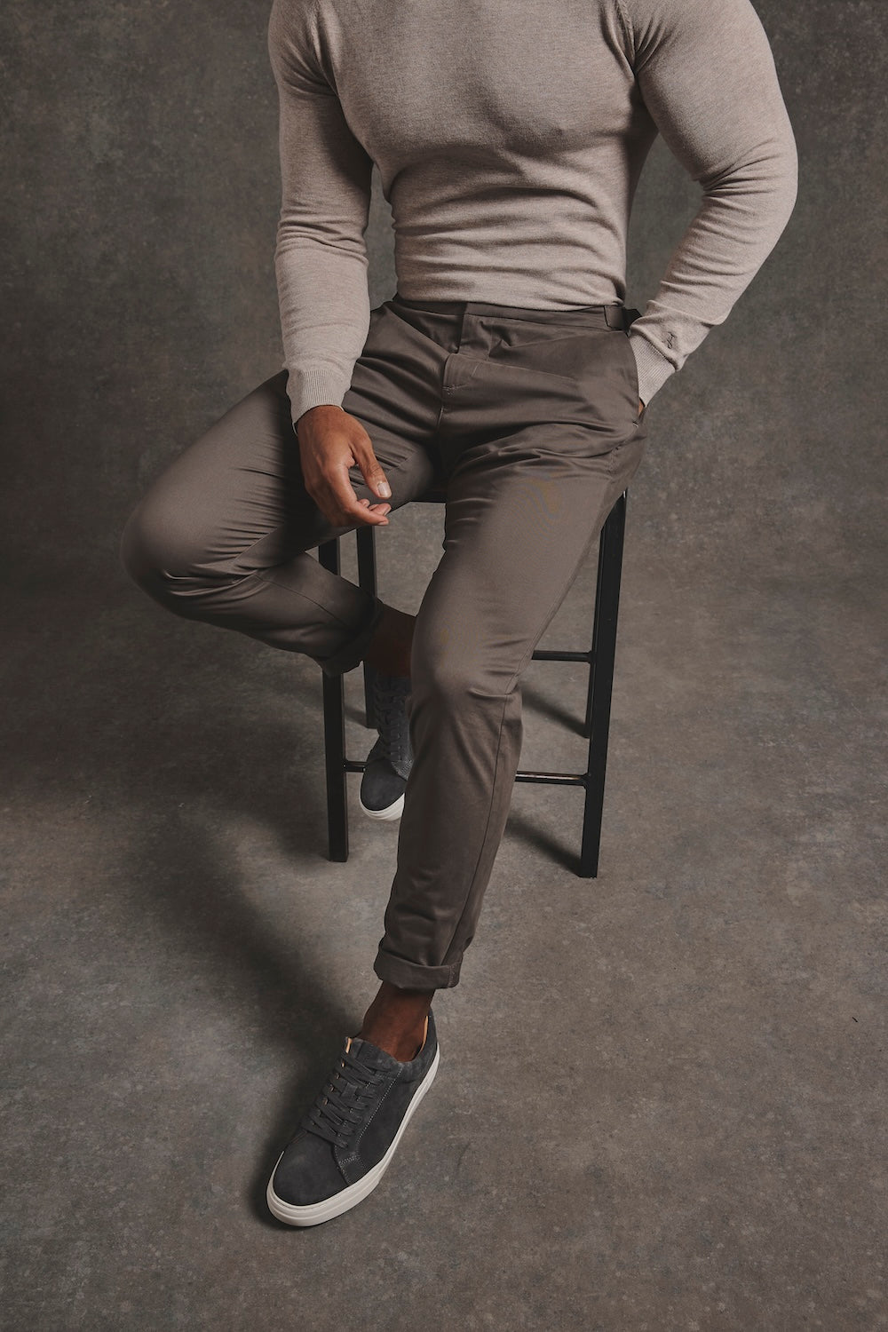 Smart Chino Side Adjuster Trousers in Mocha