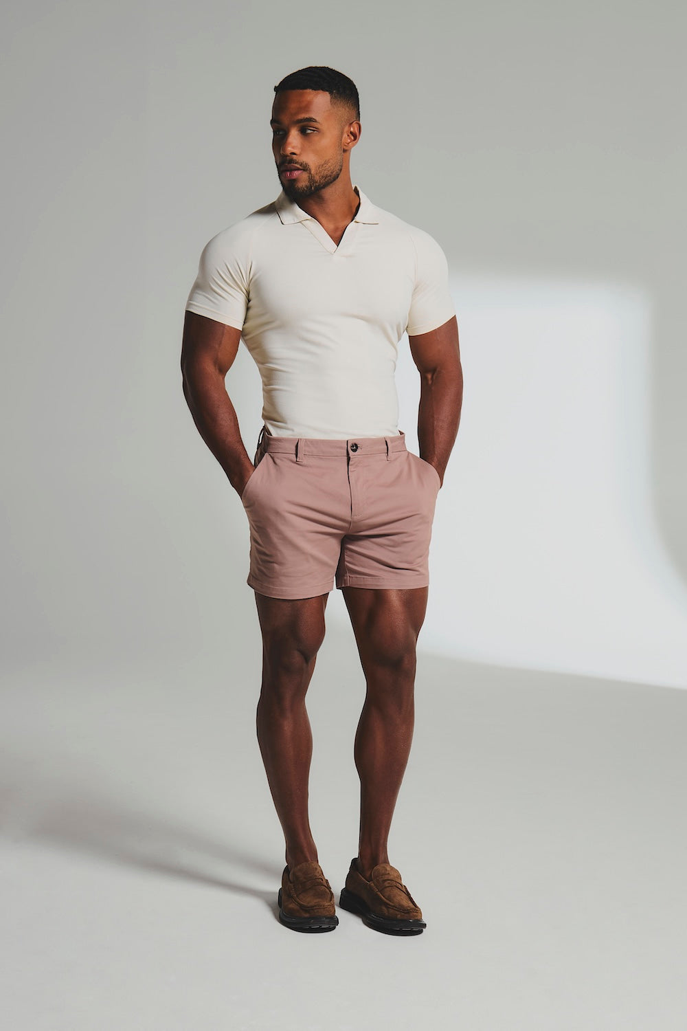 Essential Jersey Buttonless Polo Shirt in Alabaster