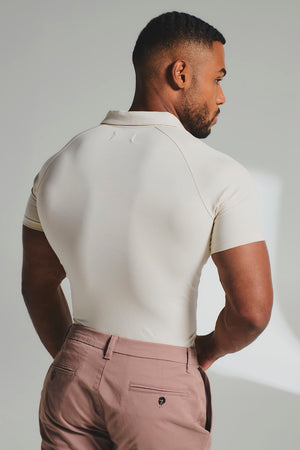 Essential Jersey Buttonless Polo Shirt in Alabaster
