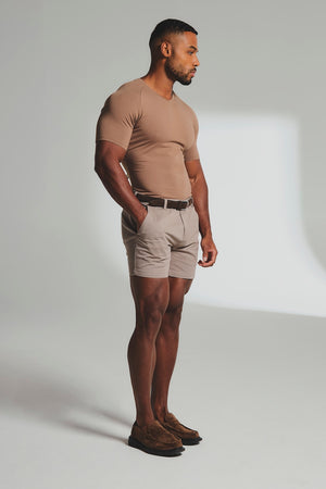 Muscle Fit V Neck in Soft Walnut