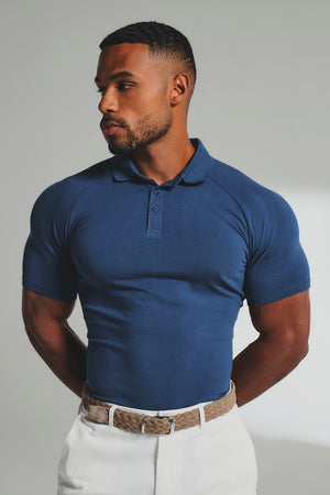 Muscle Fit Polo Shirt in Ink Blue