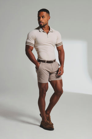 Muscle Fit Chino Shorts - Shorter Length in Mushroom