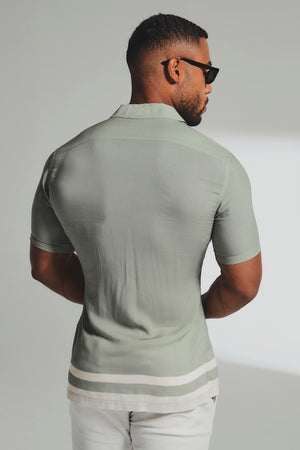 Colour Block Border Shirt in Sage and Cream