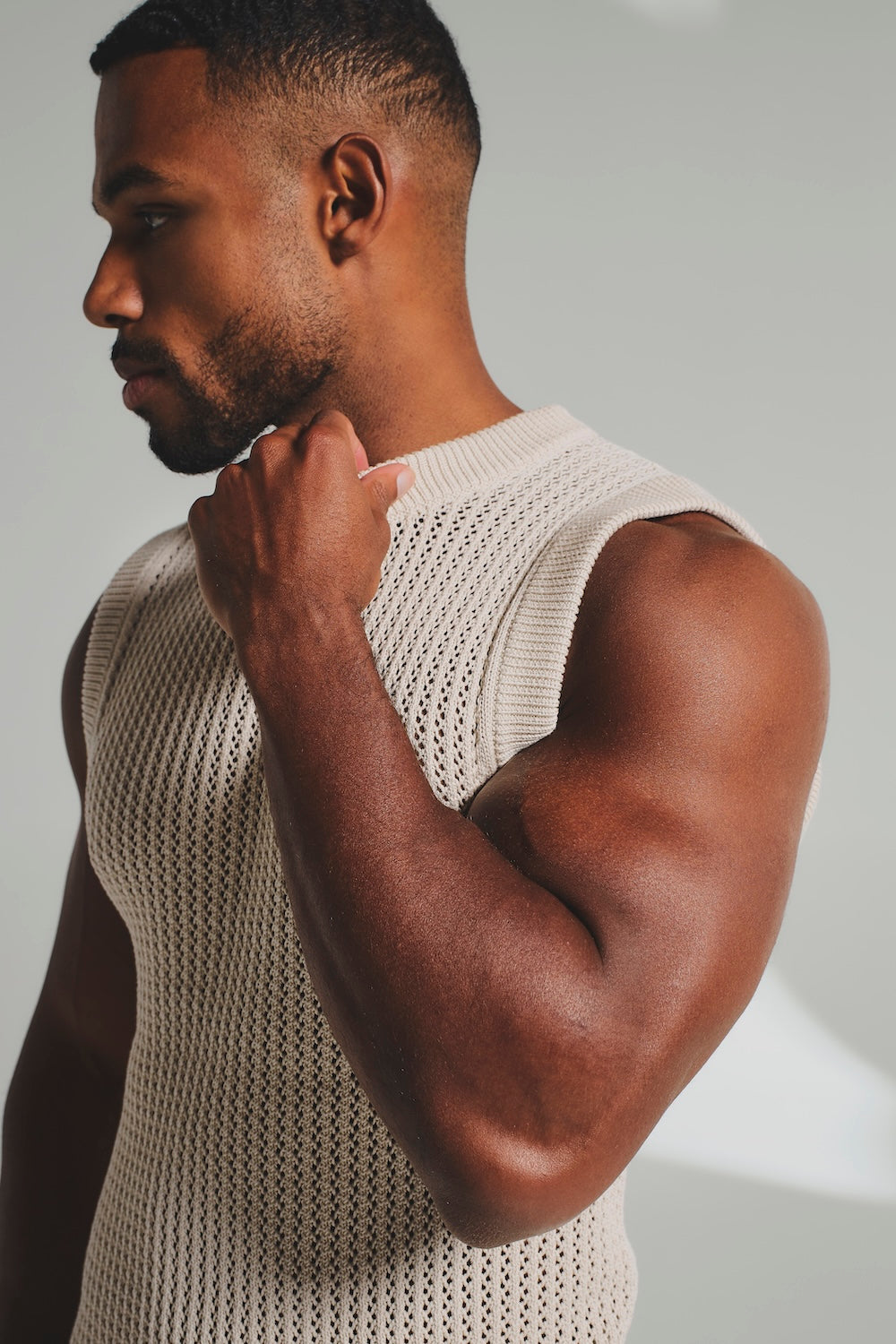 Crochet Knitted Vest in Neutral