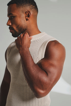 Crochet Knitted Vest in Neutral