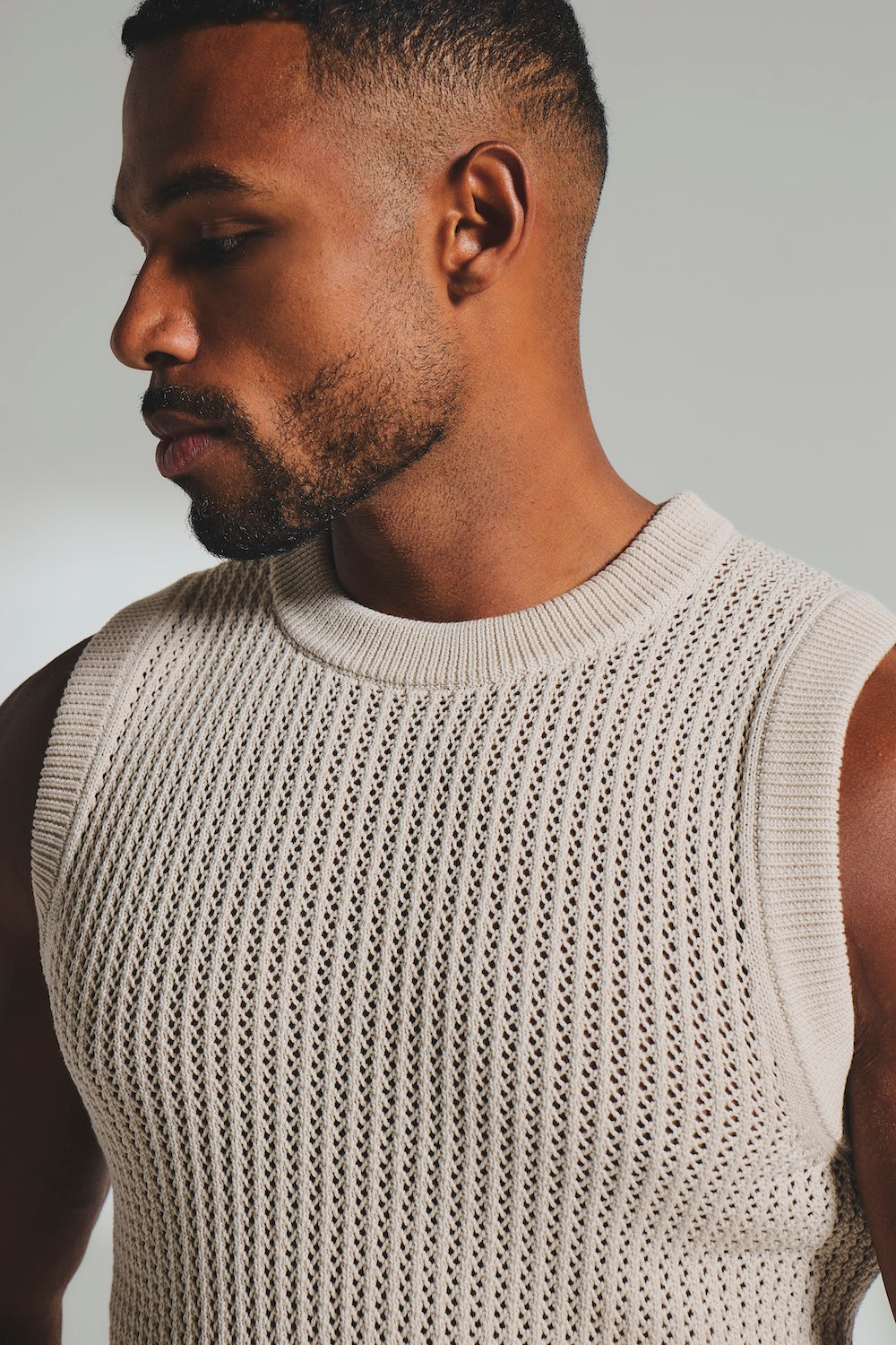 Crochet Knitted Vest in Neutral