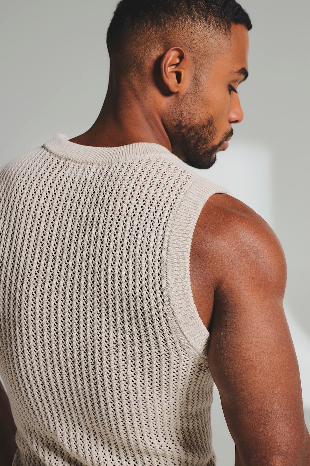 Crochet Knitted Vest in Neutral